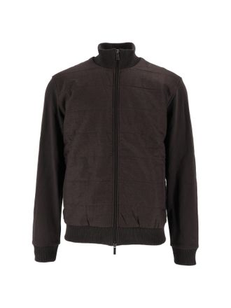 Fay Lambskin Embroidered Ribbed Leather Jacket