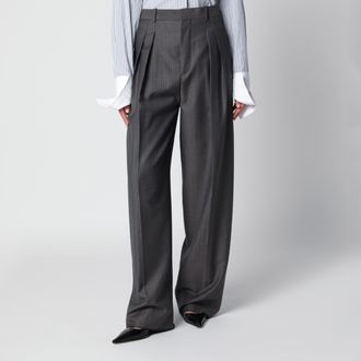 Bottega Veneta Grey m&eacute;lange pinstripe trousers in mohair wool