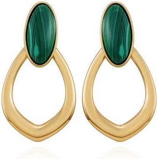 Vince Camuto Faux Stone Doorknocker Earrings in Goldtone/Malachite at Nordstrom Rack