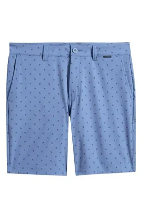 Travis Mathew Beck Print Performance Shorts in Blue Horizon Geo at Nordstrom, Size 30