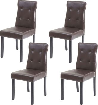 Hhg Nunca Usado] Juego De 4 Sillas De Comedor Hhg 984, Silla De Comedor, Certificado Mvg, Piel Sint&eacute;tica Marr&oacute;n, Patas Oscuras