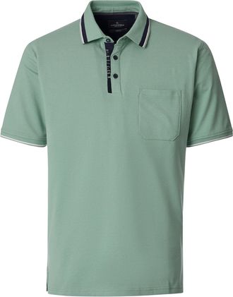 Casamoda groene polo met zwarte omlijning Casa Moda korte mouw