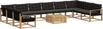 vidaXL Conjunto De Sof&aacute;s De Exterior 11 Uds. Blanco Y Negro Vidaxl