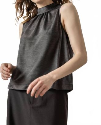 Lilla P Sparkle Sleeveless Mock Neck Top In Black Sparkle
