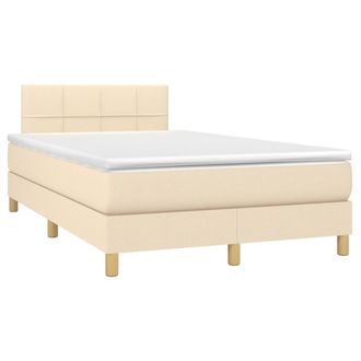 vidaXL Cama Box Spring Con Colch&oacute;n Y Led Tela Crema 120x200 Cm Vidaxl