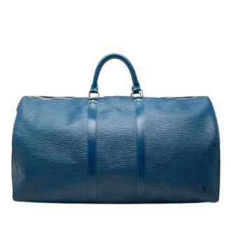 Louis Vuitton Pre-owned Keepall 55 - unisex - Vintage Weekendtas - Blauw - ONE Size - Leer - Vintage