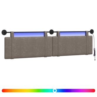 vidaXL Cabecero Colgante Con Luz Led Gris Pu Antiguo Vidaxl