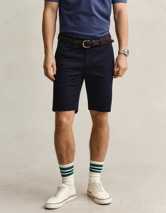 GANT Mens GANT Mens Slim Fit Sports Chino Shorts - 433 Evening Blue - Navy - Size: 34/32