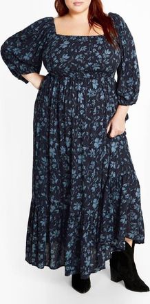City Chic Mckenzie Floral Long Sleeve Maxi Dress at Nordstrom, Size Xs