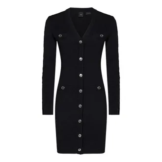 Pinko Pinko, Kleedjes, Dames, Zwart, S, Zwarte Jacquard Love Birds Jurk