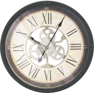 Beliani Wall Clock Black Synthetic Frame 50 cm Painted Finish Round Shape Classic Design Home Accessories Decor Living Room Bedroom BORNOS