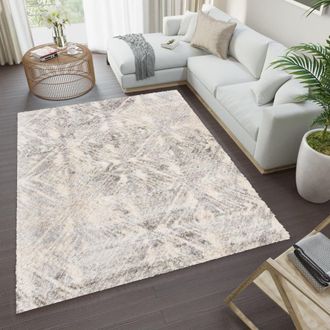 Tapiso Alfombra shaggy de polipropileno en crema 140x200 cm