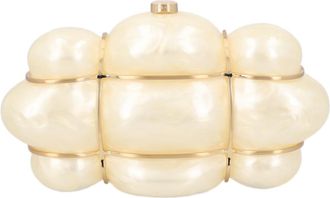 Cult Gaia Sculptural Ivory Clutch Handbag With Metallic Accents