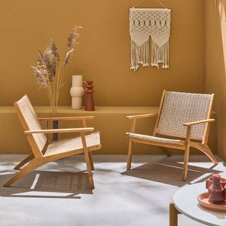 Sweeek Pair Of Chairs In Acacia Wood & Resin in Light Brown