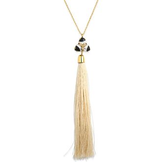 Lele Sadoughi Crystal Orchid Tassel Necklace in Onyx Marble at Nordstrom