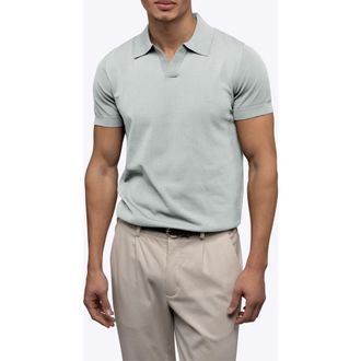 Cuts Istanbul Johnny Collar Cotton Bend Polo in Metal at Nordstrom, Size Xx-Large R