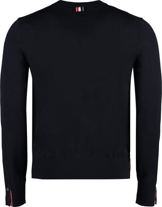Thom Browne Mens Virgin Wool Crew-Neck Sweater Blue Sweatshirts