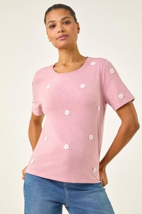 Roman Textured Floral Stretch T-Shirt