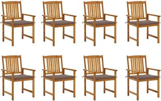 vidaXL Sillas De Jard&iacute;n Con Almohadillas 8 Pc Acacia Massive - 186982