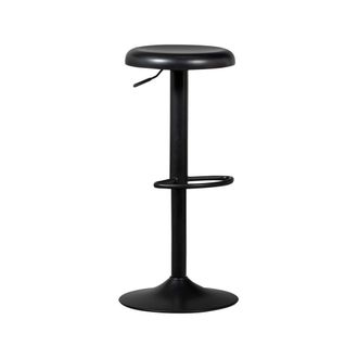 Woood Taburete de bar regulable de metal negro