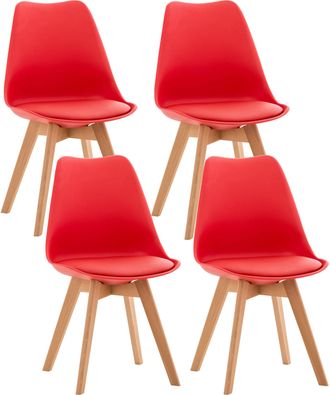 Clp Juego De 4 Sillas De Comedor Linares Rojo Pl&aacute;stico