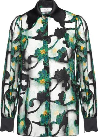 Nissa Top met bloemenprint - Zwart