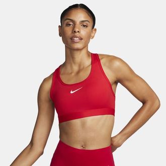 Nike Womens Dri-FIT Swoosh Medium Support Bra - University Red/White Size XL