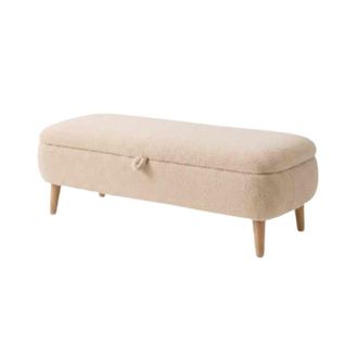 Calicosy Banco de almacenamiento en tela boucl&eacute; a90 cm - beige