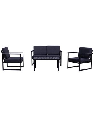 Courtyard Casual Catalina 4Pc Seating Group Set With 1 Loveseat, 1 Coffee Table And 2 Club Chairs
