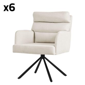 ML Design Sillas de comedor giratorias, set de 6, beige, de poli&eacute;ster