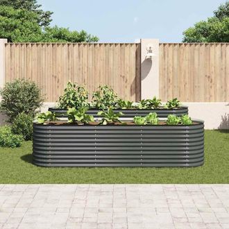 Berkfield Home Garden Raised Bed 320x80x81 cm Galvanised Steel Grey | Size: 320 x 80 x 81 cm