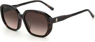Jimmy Choo London Sunglasses Square Full Rim, Havana Frame And Brown Gradient Lens