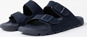 HUGO BOSS Mens BOSS Orange Surfley Mens Twin-Strap Slides with Branded Buckles - Dark Blue 401 - Navy - Size: 12