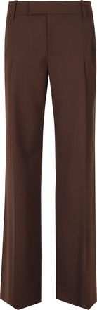 Federica Tosi Dark Brown Frescolana Darts Straight-Leg Polyester-Blend Pants