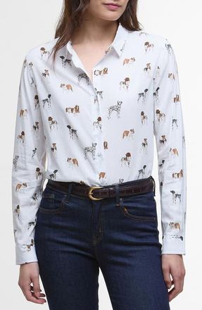 Barbour Safari Dog Print Button-Up Shirt at Nordstrom, Size 10 Us