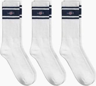 GANT Mens GANT 3 PACK SHIELD SPORTS SOCKS WHITE - Size: 9.5/10/10.5/11/9