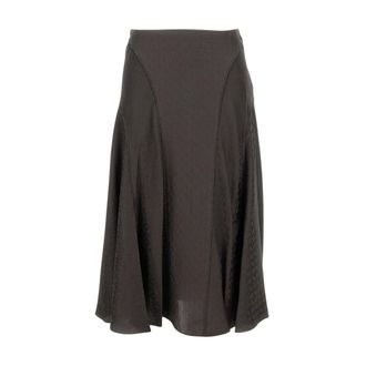 Fendi Midi Skirts, female, Brown, XS, Midi Skirt in Silk Jacquard