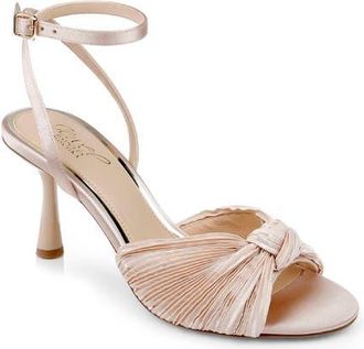Badgley Mischka Ibis Ankle Strap Sandal in Latte Fabric at Nordstrom, Size 8.5