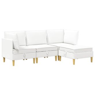 vidaXL Juego De Sof&aacute; Modular Con Almacenamiento 4 Pcs Blanco Tela Vidaxl