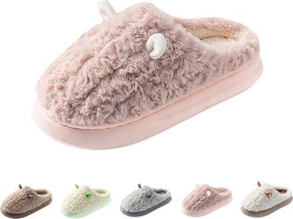 Generic Bunny Ear Slippers Sheep Slippers Women Cute Plush Slipper Cozy Faux Fur Lined Slipper Warm Bedroom Sliders Solid Colour Daily Wear Slides For Indoor 