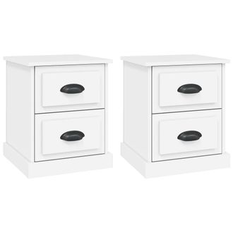 vidaXL Vidaxl - Mesitas De Noche 2 Uds Madera Contrachapada Blanco 39x39x47,5cm