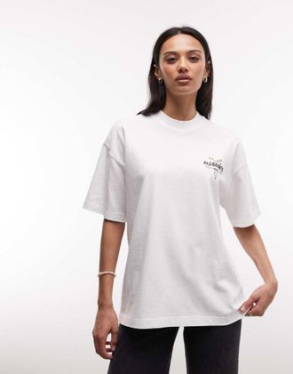 AllSaints Pentacle Etta - T-shirt bianca a maniche corte con grafica del logo e stampa sul retro-Bianco