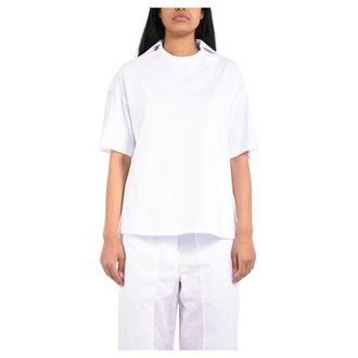 Msgm T-Shirts, female, White, Size: XS Printed T-Shirt