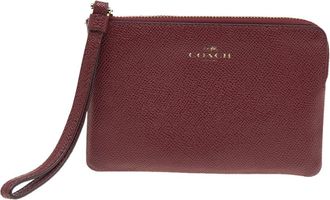 Coach Burgundy Leather Card Case Wristlet