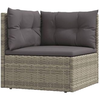 vidaXL Divano Angolare da Giardino con Cuscini in Polyrattan Grigio