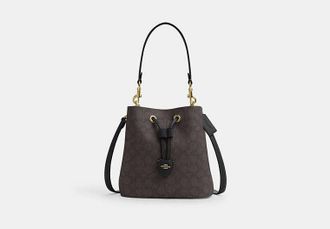 Coach Womens Rowan Bucket Bag in Brown | PVC