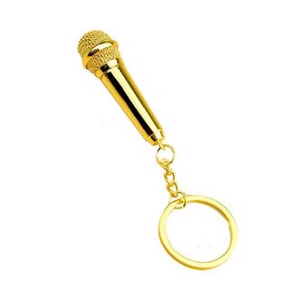 Generic Metal Hip-Hop Microphone Keychain For Women, Handbag Accessories, Mini Microphone Key Ring Car Key Holder(Gold)
