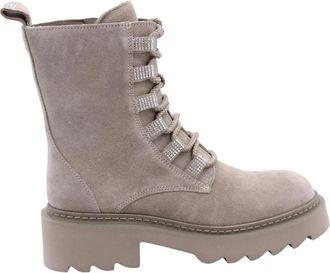 Tosca Blu Bloemen Enkellaars - Dames - Veterlaarzen - Beige - 37 EU - Schoenen