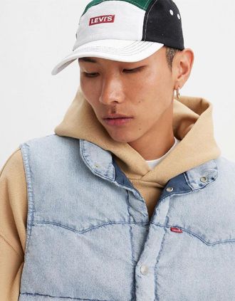 Levi's Mens Western Snap Button Puffer Gilet with Pockets - Blue - Size: 42/Regular