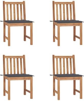 vidaXL Sillas De Jard&iacute;n 4 Unidades Madera Maciza De Teca Con Cojines Vidaxl